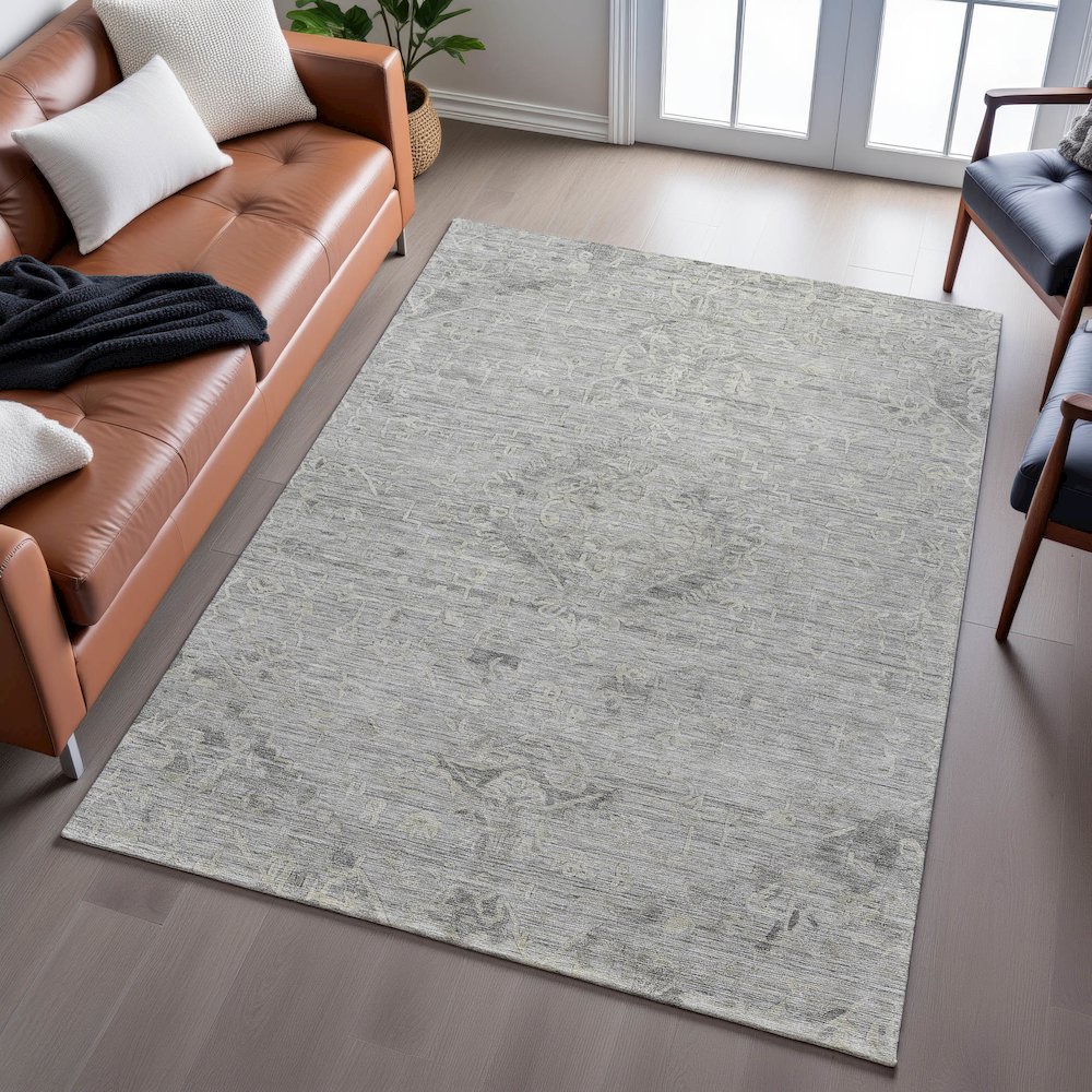 Premium Machine Washable Mayfield AMF1111 Pewter 3' x 5' Rug. Picture 6