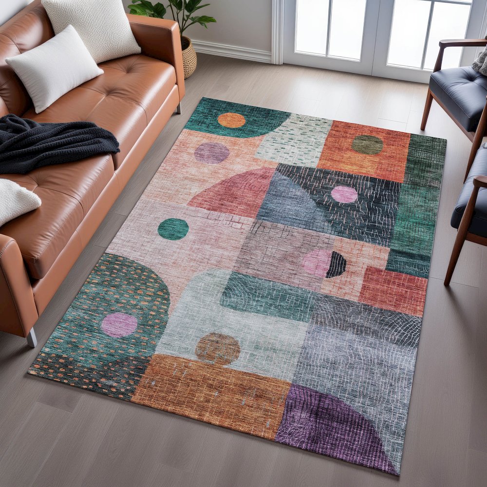 Premium Machine Washable Mayfield AMF1117 Orange 3' x 5' Rug. Picture 6
