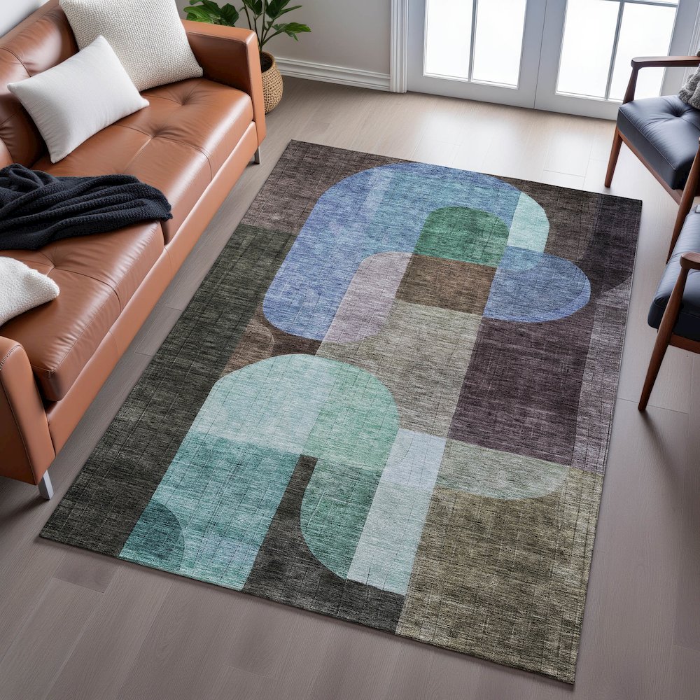 Premium Machine Washable Mayfield AMF1122 Brown 3' x 5' Rug. Picture 6