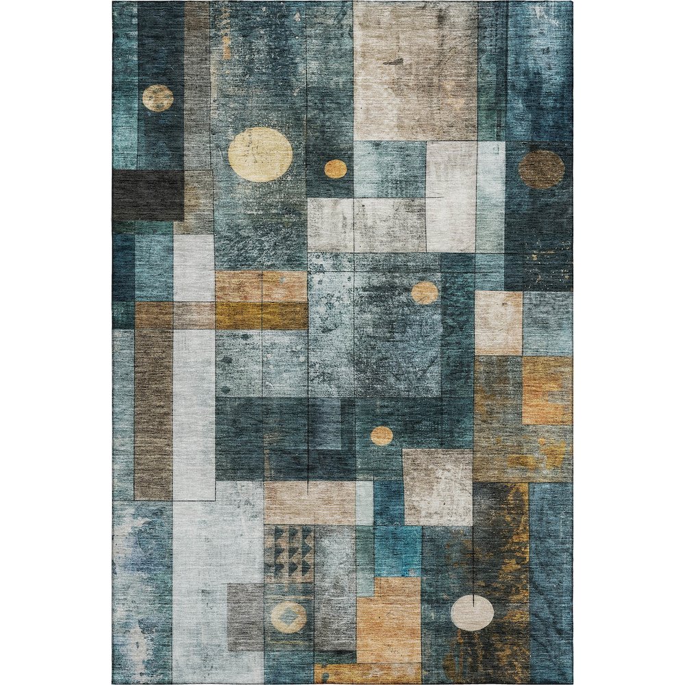 Premium Machine Washable Mayfield AMF1123 Teal 3' x 5' Rug. Picture 1