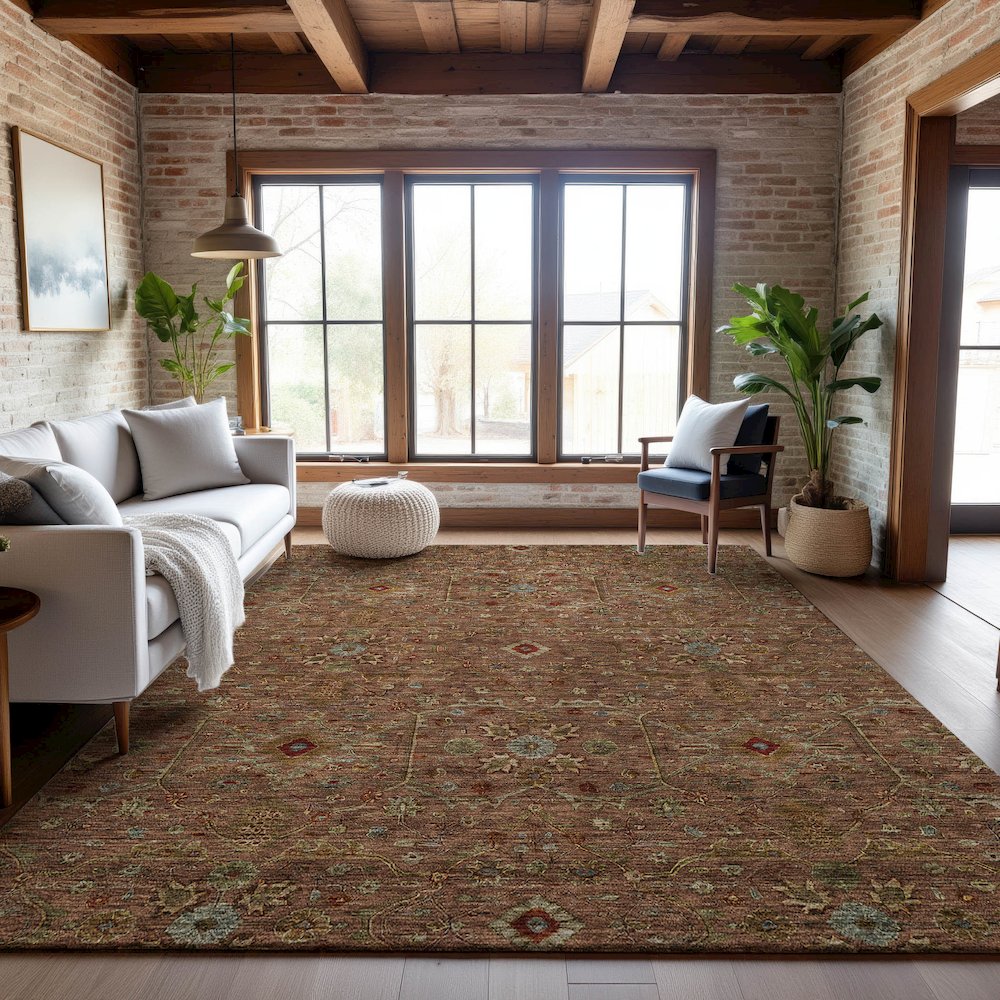Premium Machine Washable Mayfield AMF1130 Paprika 3' x 5' Rug. Picture 5