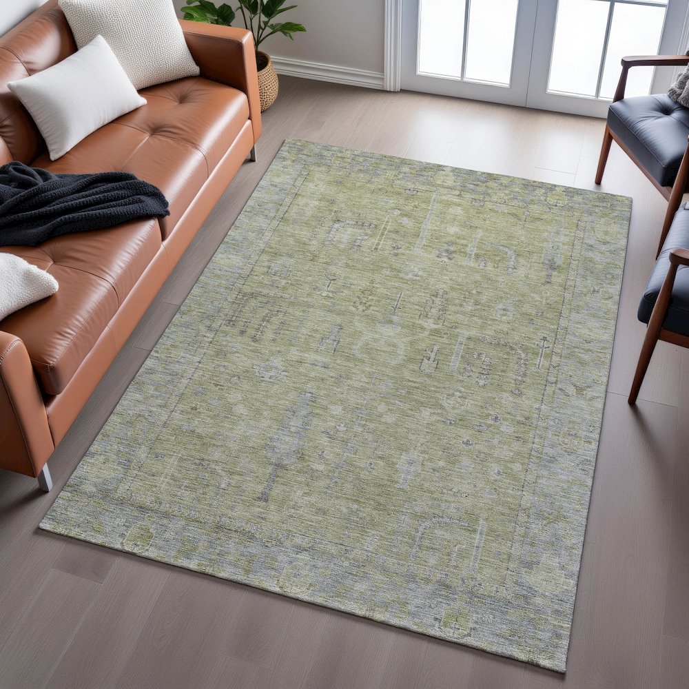Premium Machine Washable Mayfield AMF1135 Aloe 3' x 5' Rug. Picture 6
