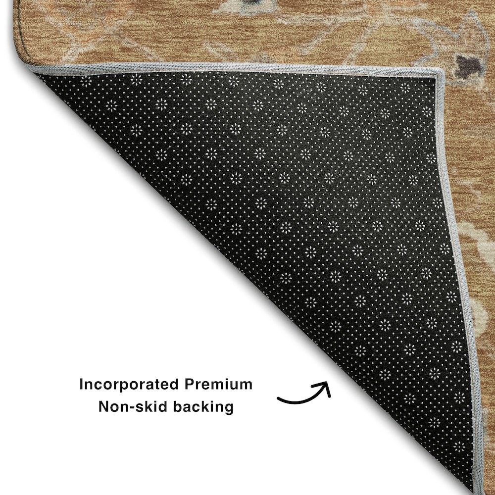 Premium Machine Washable Mayfield AMF1137 Copper 2'3" x 7'6" Runner Rug. Picture 2