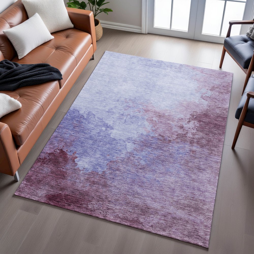 Premium Machine Washable Mayfield AMF1138 Purple 3' x 5' Rug. Picture 6