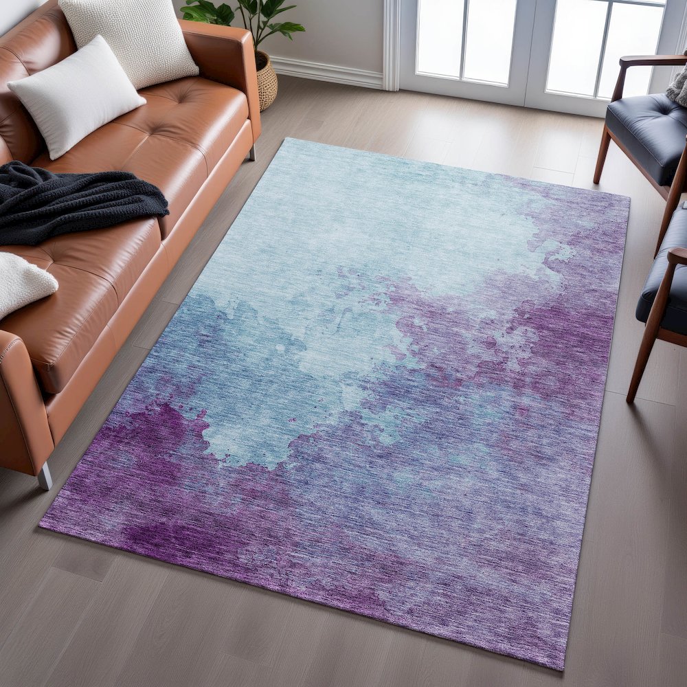 Premium Machine Washable Mayfield AMF1138 Sky 3' x 5' Rug. Picture 6