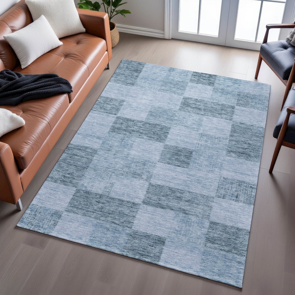 Premium Machine Washable Mayfield AMF1139 Denim 3' x 5' Rug. Picture 6