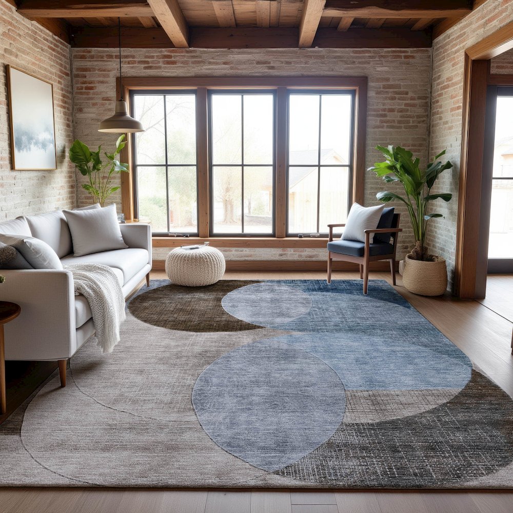 Premium Machine Washable Mayfield AMF1140 Denim 3' x 5' Rug. Picture 5