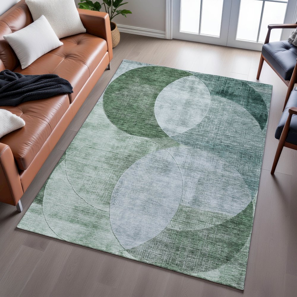 Premium Machine Washable Mayfield AMF1140 Seafoam 3' x 5' Rug. Picture 6