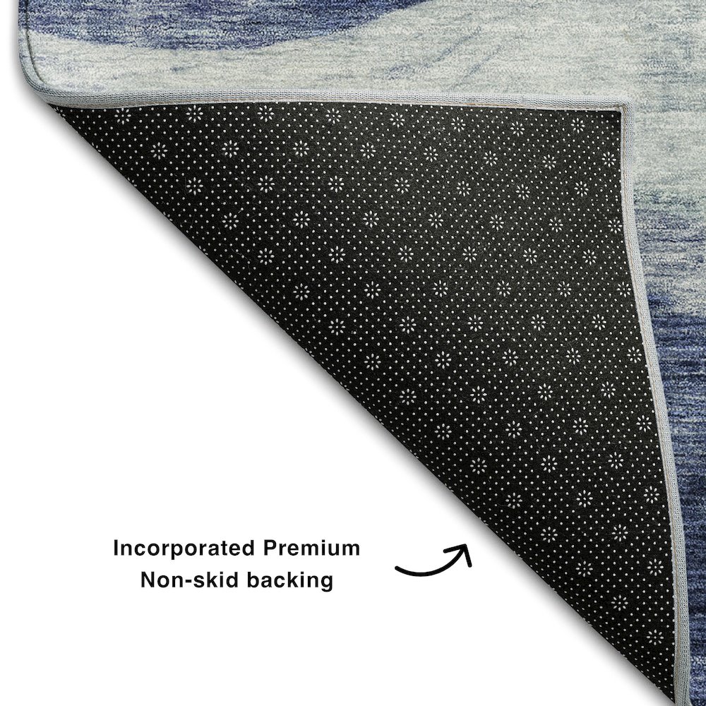 Premium Machine Washable Mayfield AMF1141 Blue 2'3" x 7'6" Runner Rug. Picture 2