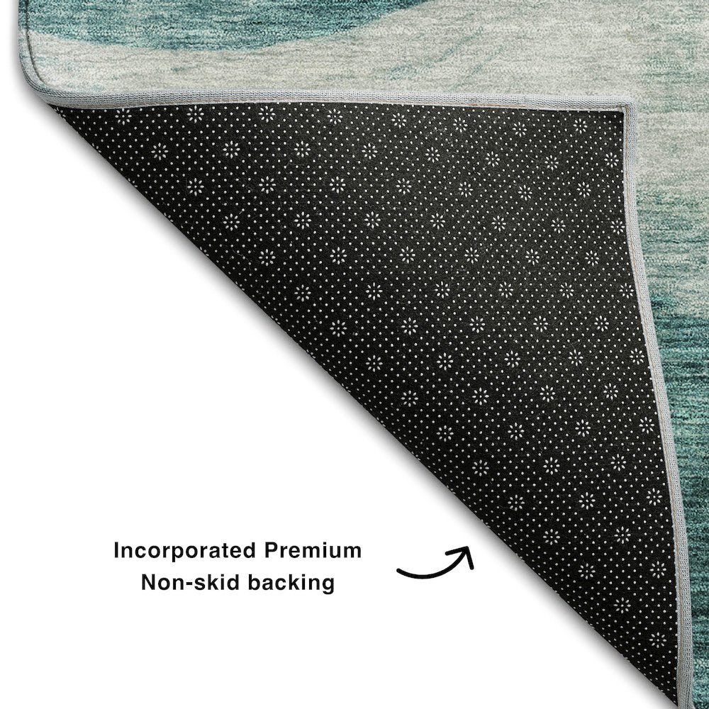 Premium Machine Washable Mayfield AMF1141 Seafoam 2'3" x 7'6" Runner Rug. Picture 2