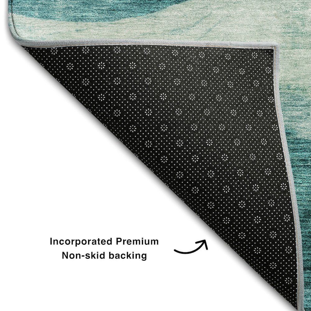 Premium Machine Washable Mayfield AMF1141 Teal 2'3" x 7'6" Runner Rug. Picture 2