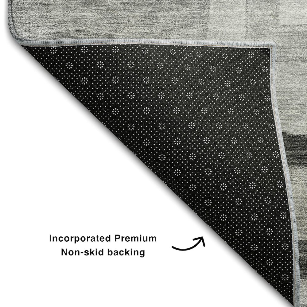 Premium Machine Washable Mayfield AMF1142 Gray 2'3" x 7'6" Runner Rug. Picture 2