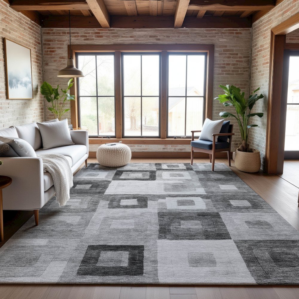 Premium Machine Washable Mayfield AMF1142 Gray 3' x 5' Rug. Picture 5