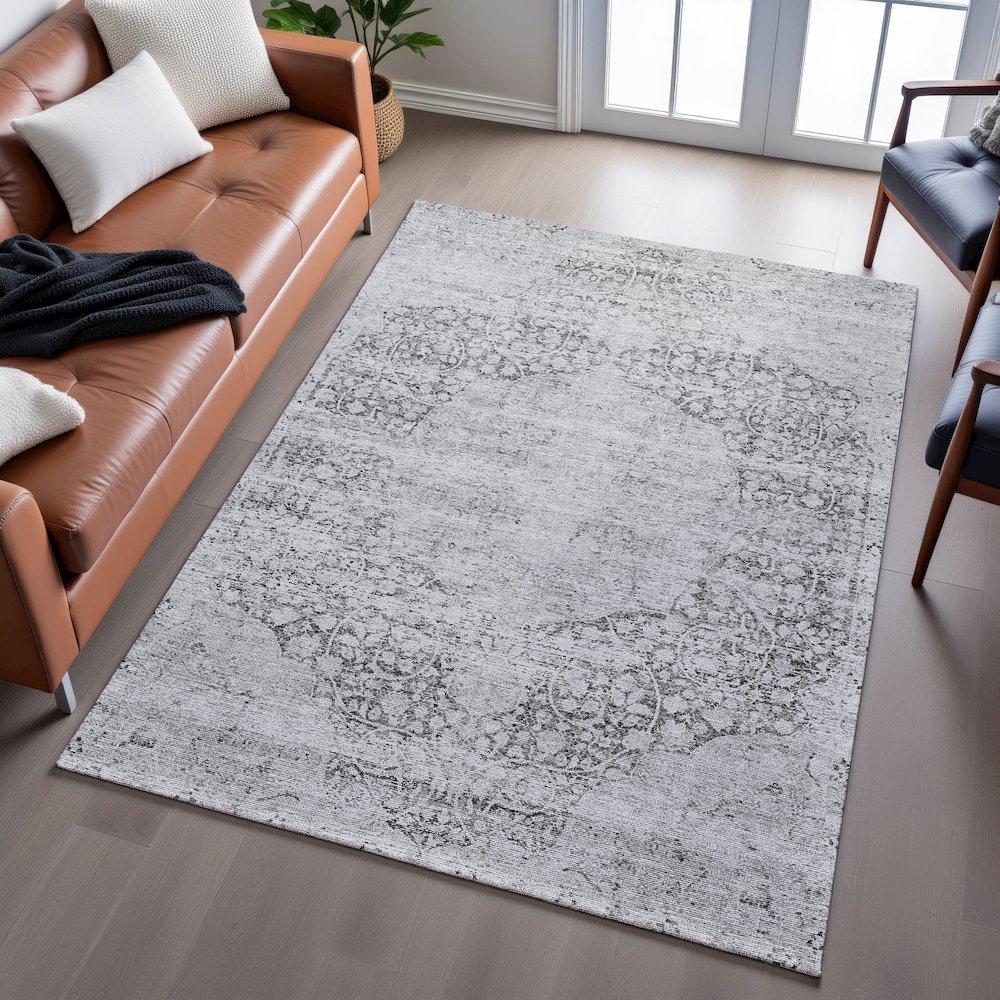 Premium Machine Washable Mayfield AMF1146 Gray 3' x 5' Rug. Picture 6