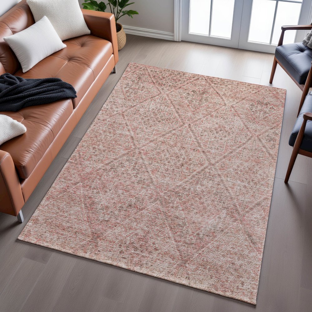 Premium Machine Washable Mayfield AMF1148 Pink 3' x 5' Rug. Picture 6