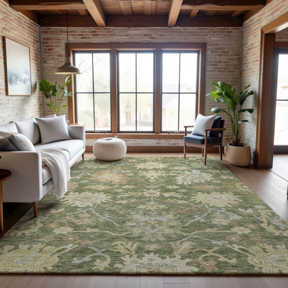 Premium Machine Washable Mayfield AMF1150 Aloe 3' x 5' Rug. Picture 5