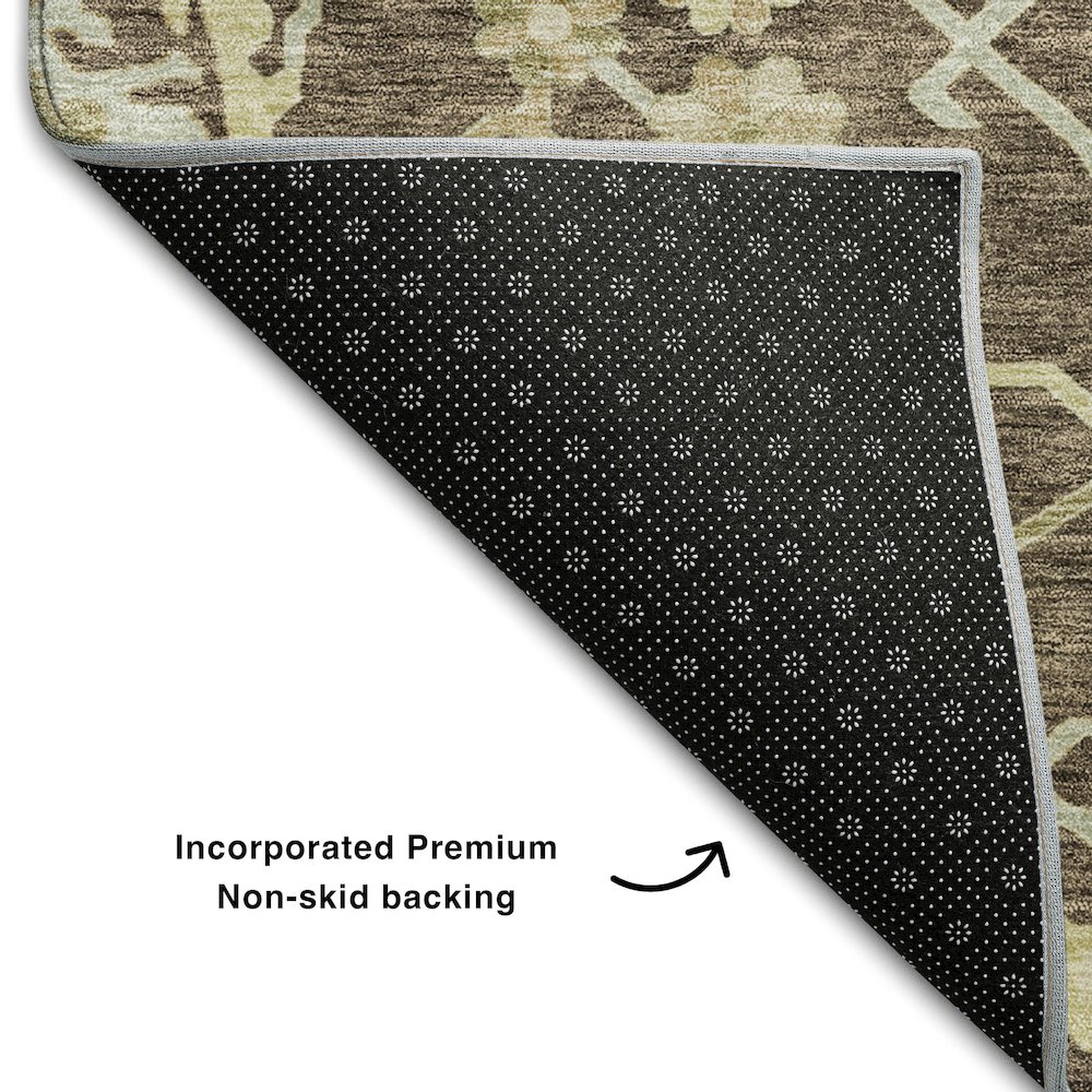Premium Machine Washable Mayfield AMF1150 Chocolate 2'3" x 7'6" Runner Rug. Picture 2
