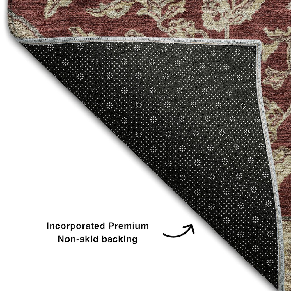 Premium Machine Washable Mayfield AMF1151 Garnet 2'3" x 7'6" Runner Rug. Picture 2