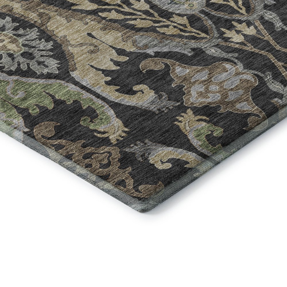 Premium Machine Washable Mayfield AMF1153 Black 2'3" x 7'6" Runner Rug. Picture 3