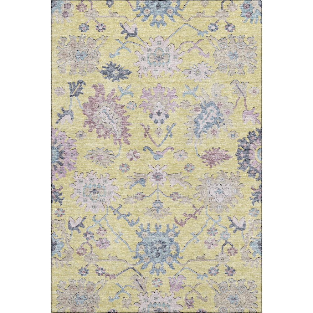 Premium Machine Washable Mayfield AMF1154 Yellow 3' x 5' Rug. Picture 1