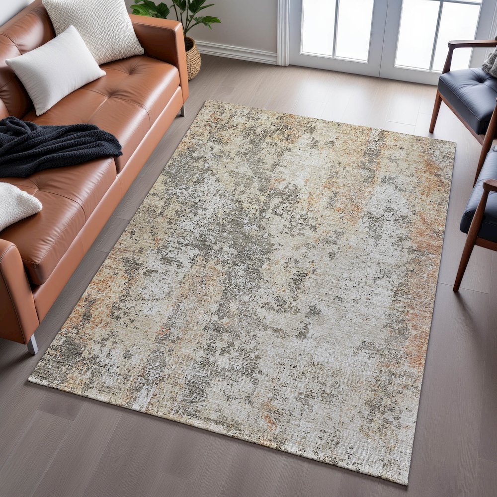 Premium Machine Washable Mayfield AMF1161 Terracotta 3' x 5' Rug. Picture 6