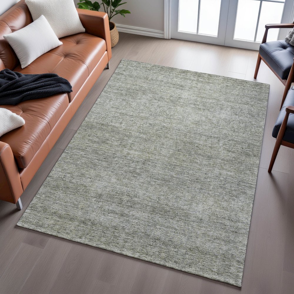 Premium Machine Washable Mayfield AMF1163 Sage 3' x 5' Rug. Picture 6