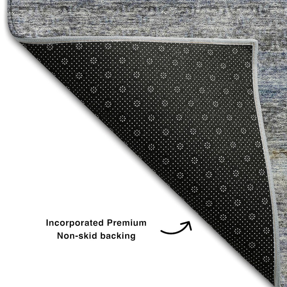 Premium Machine Washable Mayfield AMF1167 Blue 2'3" x 7'6" Runner Rug. Picture 2