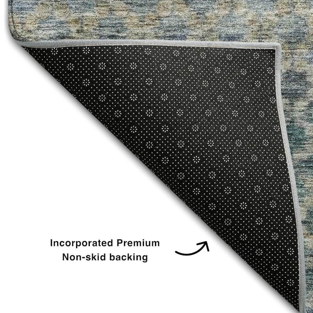 Premium Machine Washable Mayfield AMF1168 Blue 2'3" x 7'6" Runner Rug. Picture 2