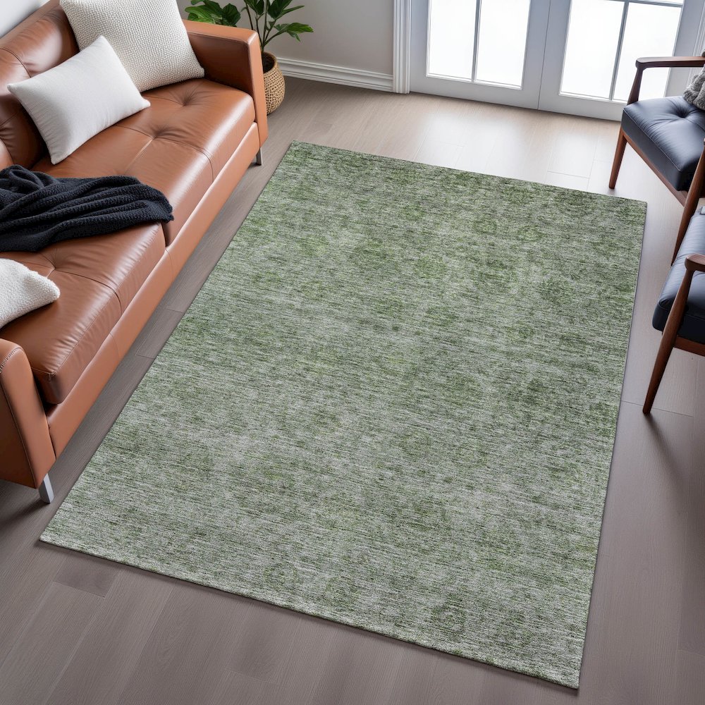 Premium Machine Washable Mayfield AMF1170 Olive 3' x 5' Rug. Picture 6