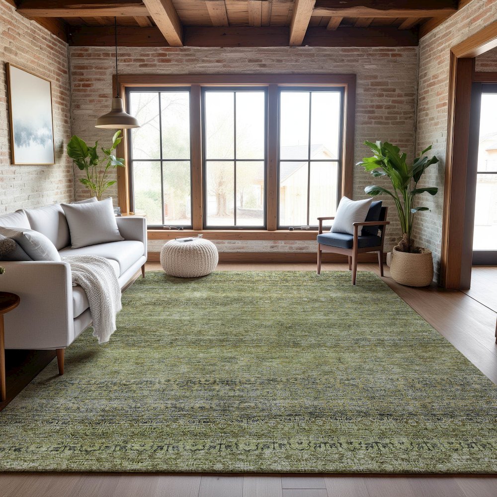 Premium Machine Washable Mayfield AMF1174 Aloe 3' x 5' Rug. Picture 5