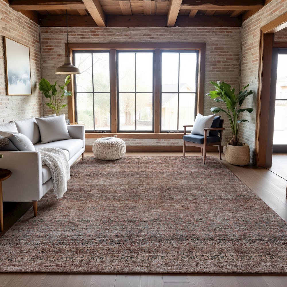 Premium Machine Washable Mayfield AMF1174 Coral 3' x 5' Rug. Picture 5