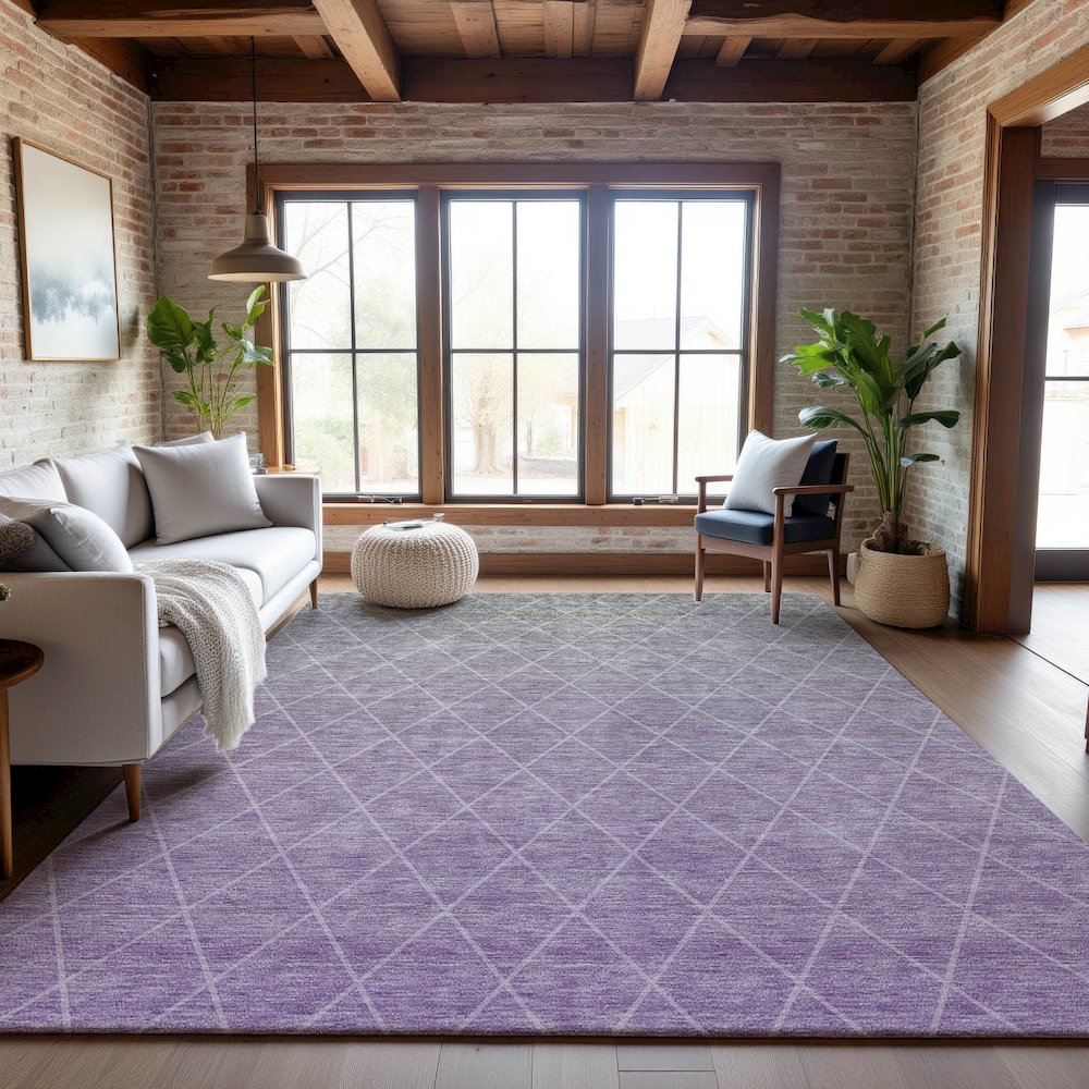 Premium Machine Washable Mayfield AMF1175 Lavender 3' x 5' Rug. Picture 5