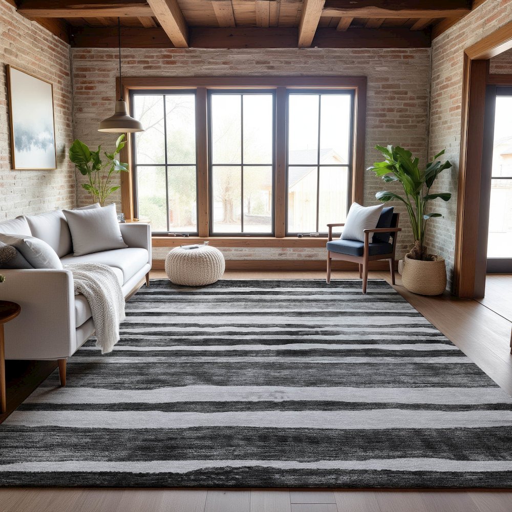 Premium Machine Washable Mayfield AMF1191 Charcoal 3' x 5' Rug. Picture 5