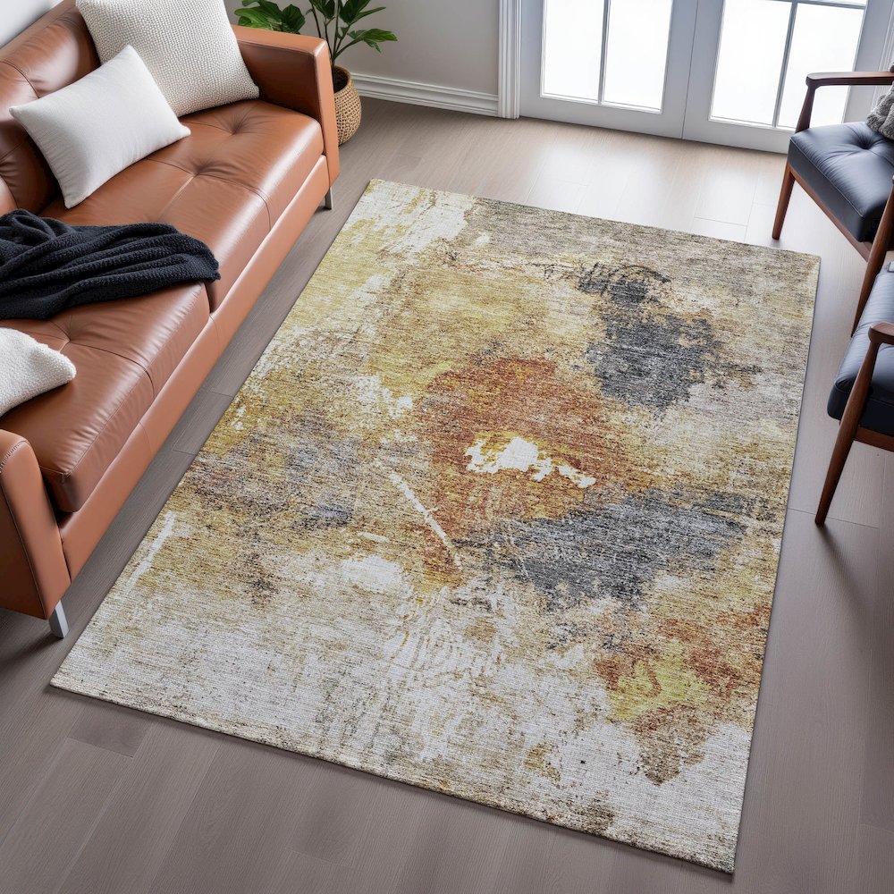 Premium Machine Washable Mayfield AMF1199 Taupe 3' x 5' Rug. Picture 6