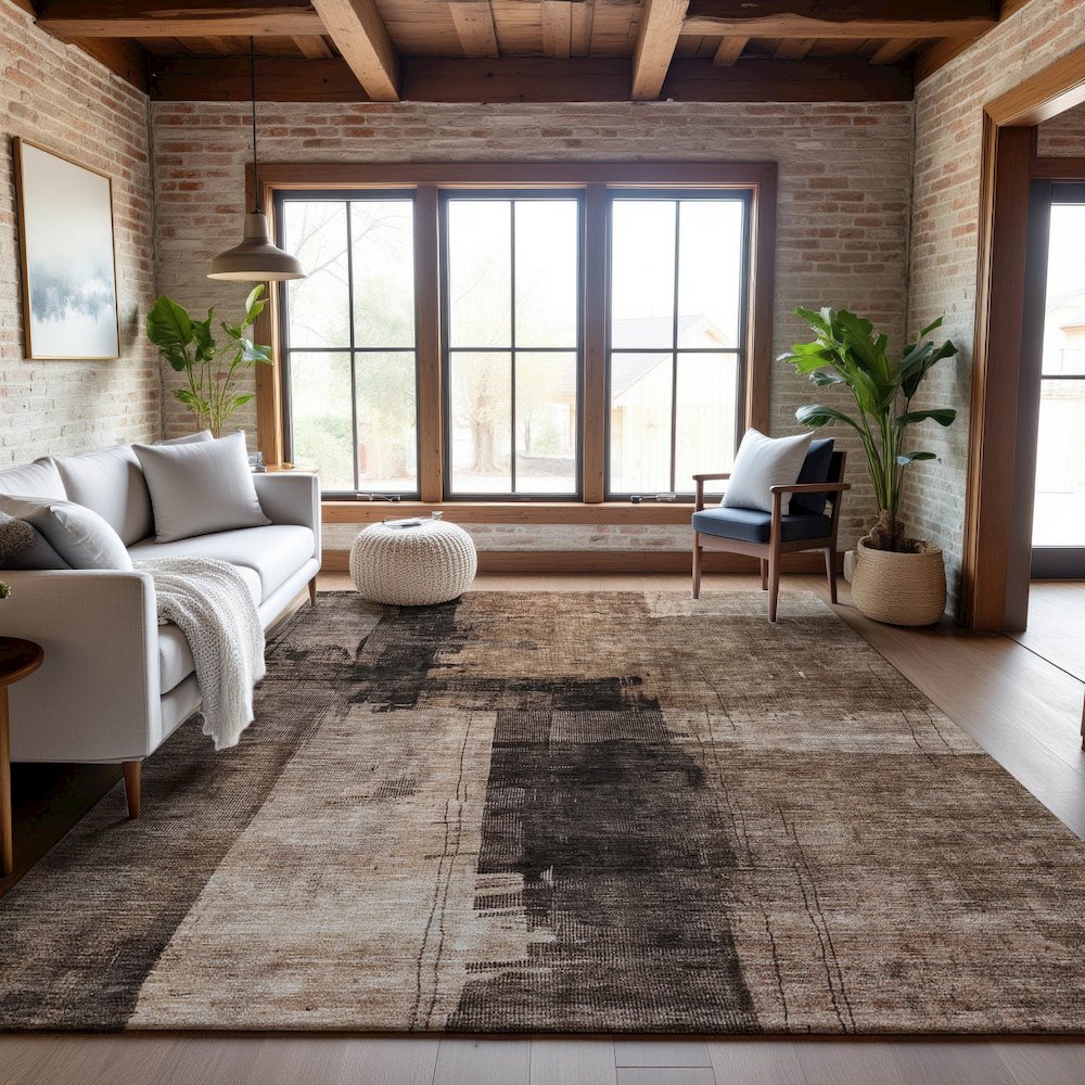 Premium Machine Washable Mayfield AMF1202 Brown 3' x 5' Rug. Picture 5