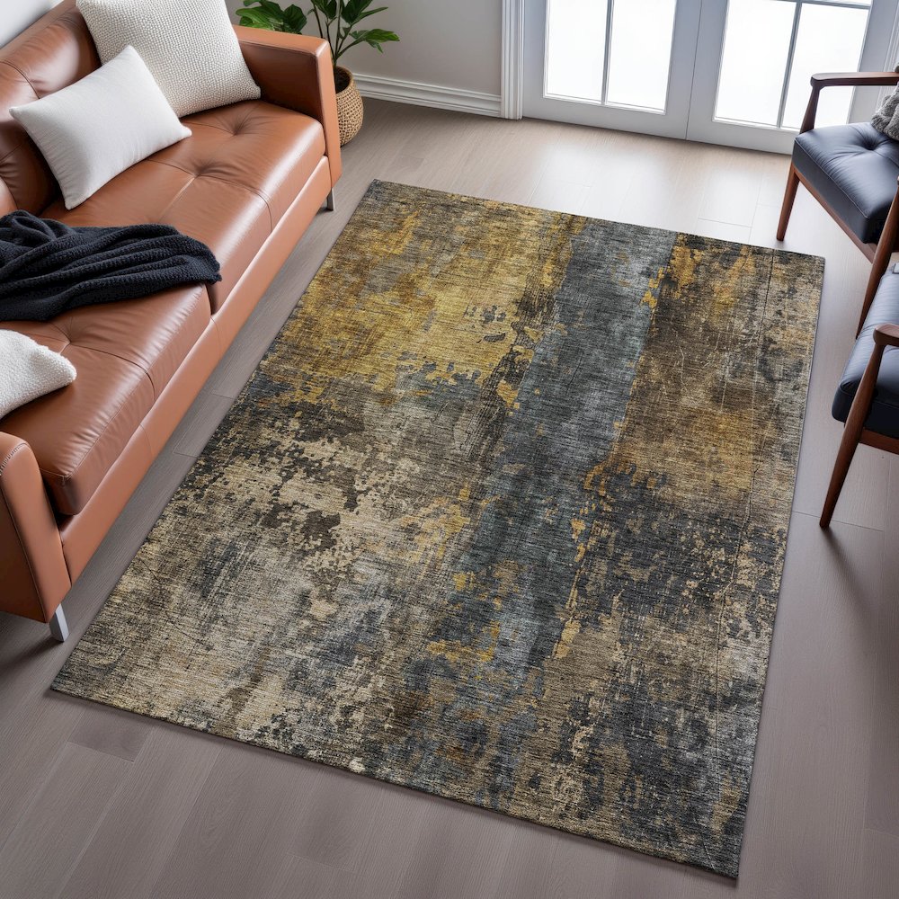 Premium Machine Washable Mayfield AMF1204 Gray 3' x 5' Rug. Picture 6
