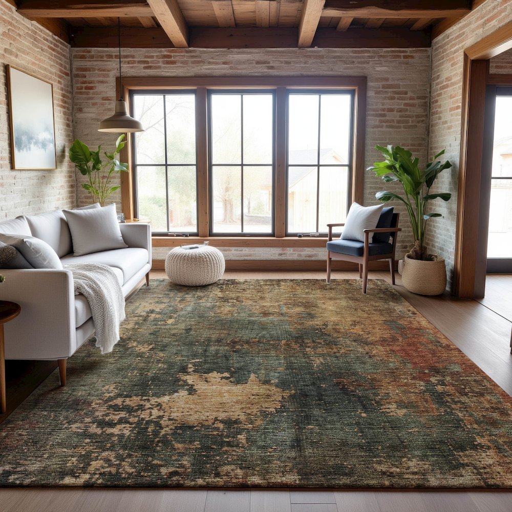Premium Machine Washable Mayfield AMF1211 Sage 3' x 5' Rug. Picture 5
