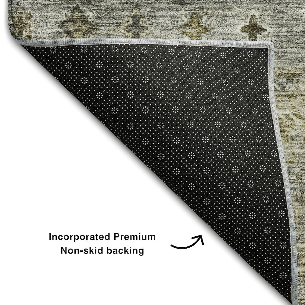 Premium Machine Washable Mayfield AMF1220 Pewter 2'3" x 7'6" Runner Rug. Picture 2
