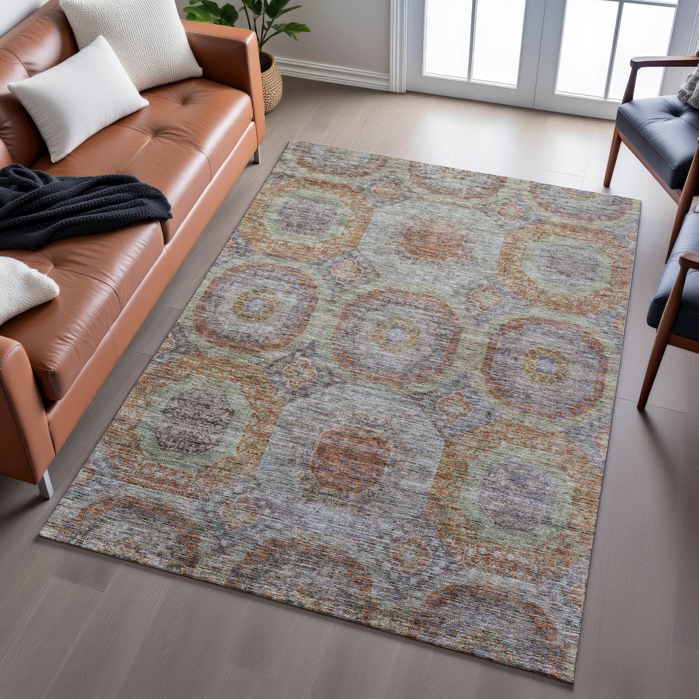 Premium Machine Washable Mayfield AMF1221 Paprika 3' x 5' Rug. Picture 6