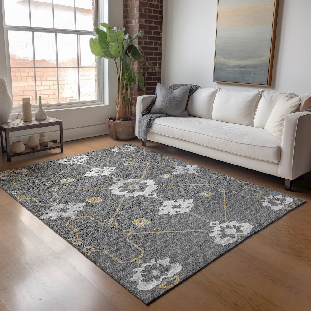 Premium Machine Washable Mayfield  Gray 3' x 5' Rug. Picture 5