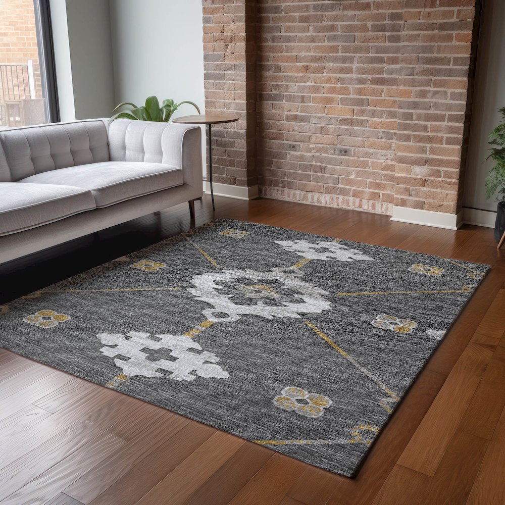Premium Machine Washable Mayfield  Gray 3' x 5' Rug. Picture 6