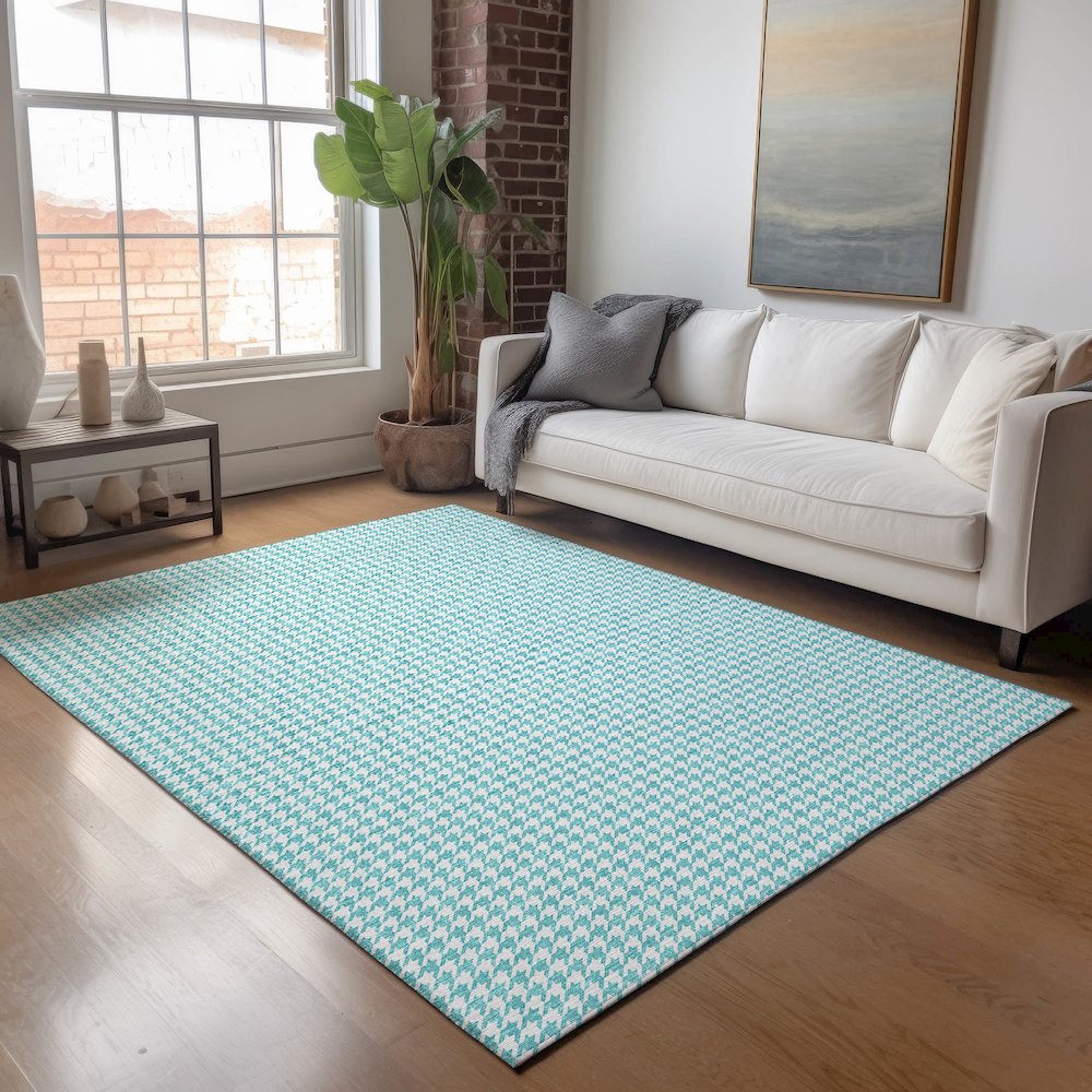 Premium Machine Washable Mayfield  Aqua 3' x 5' Rug. Picture 5