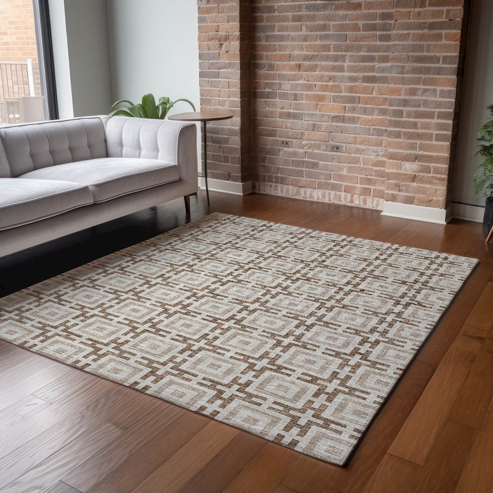 Premium Machine Washable Mayfield  Taupe 3' x 5' Rug. Picture 6