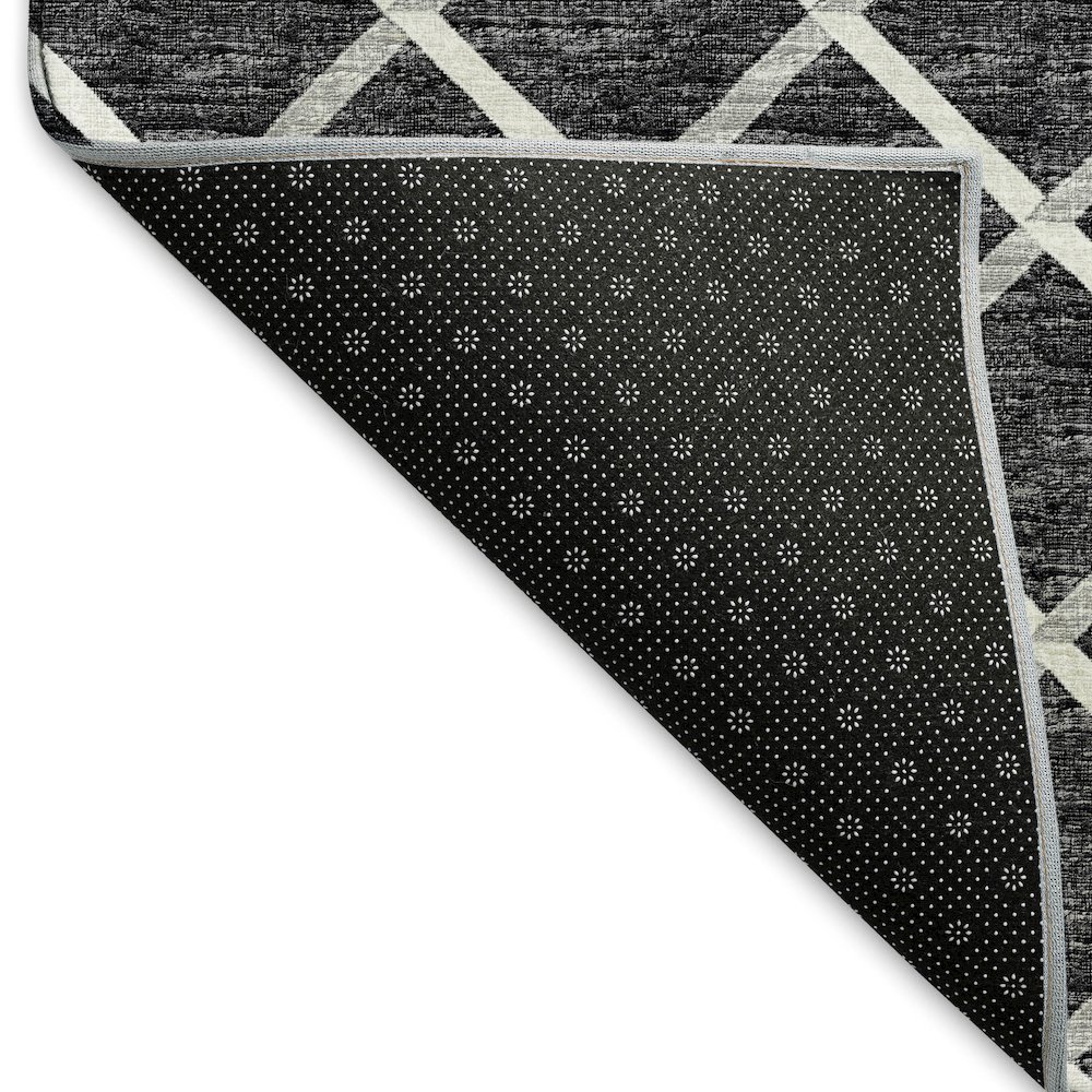 Premium Machine Washable Mayfield  Black 2'3" x 7'6" Runner Rug. Picture 2