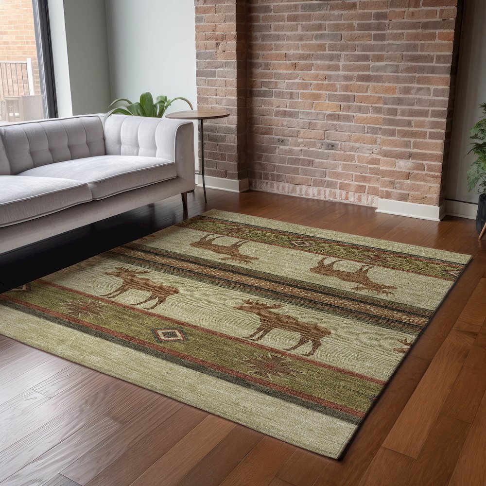 Premium Machine Washable Mayfield  Brown 3' x 5' Rug. Picture 6