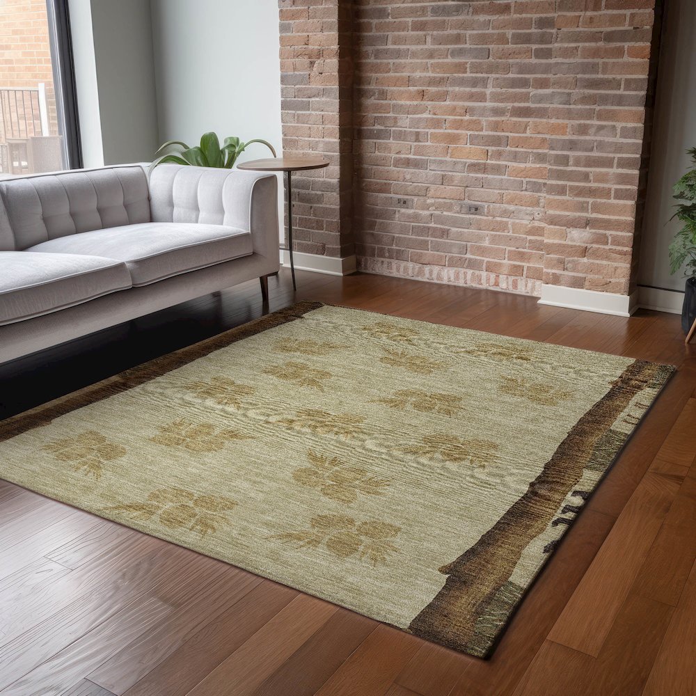Premium Machine Washable Mayfield  Khaki 3' x 5' Rug. Picture 6
