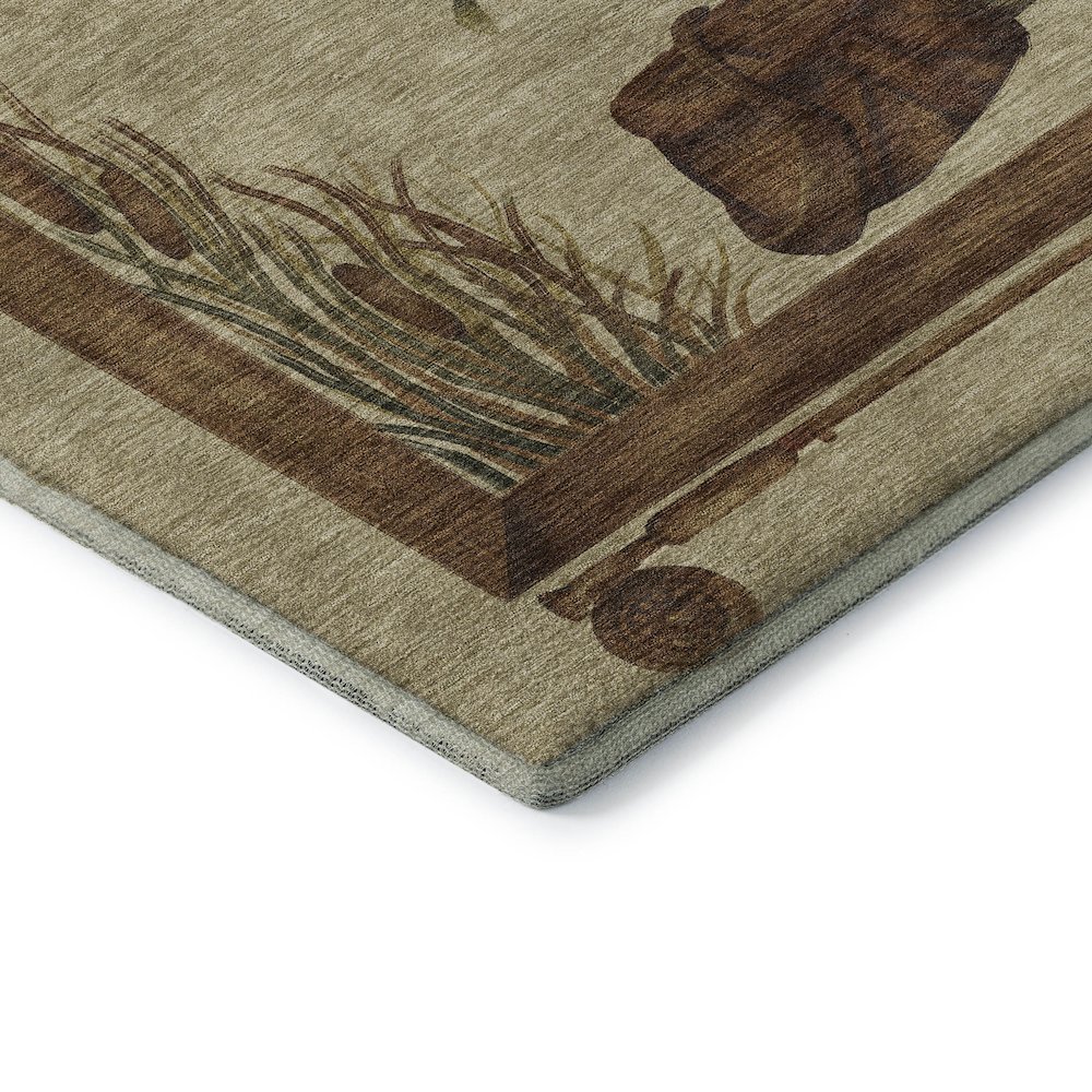 Premium Machine Washable Mayfield  Khaki 2'3" x 7'6" Runner Rug. Picture 3