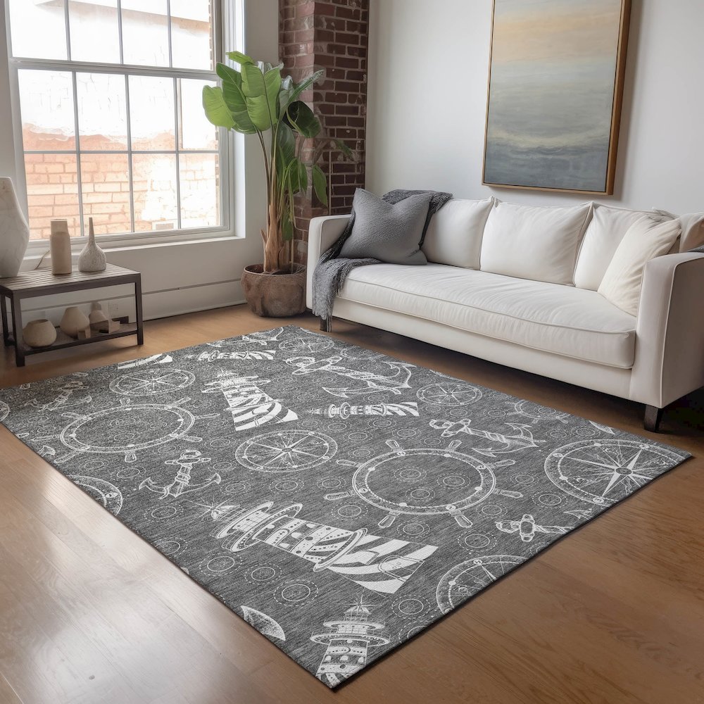 Premium Machine Washable Mayfield  Gray 3' x 5' Rug. Picture 5