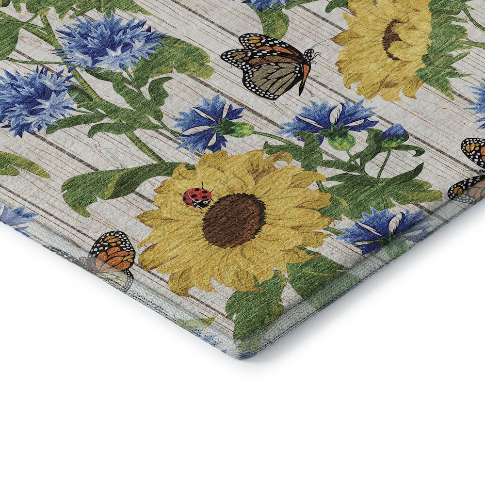 Premium Machine Washable Mayfield  Yellow 2'3" x 7'6" Runner Rug. Picture 3