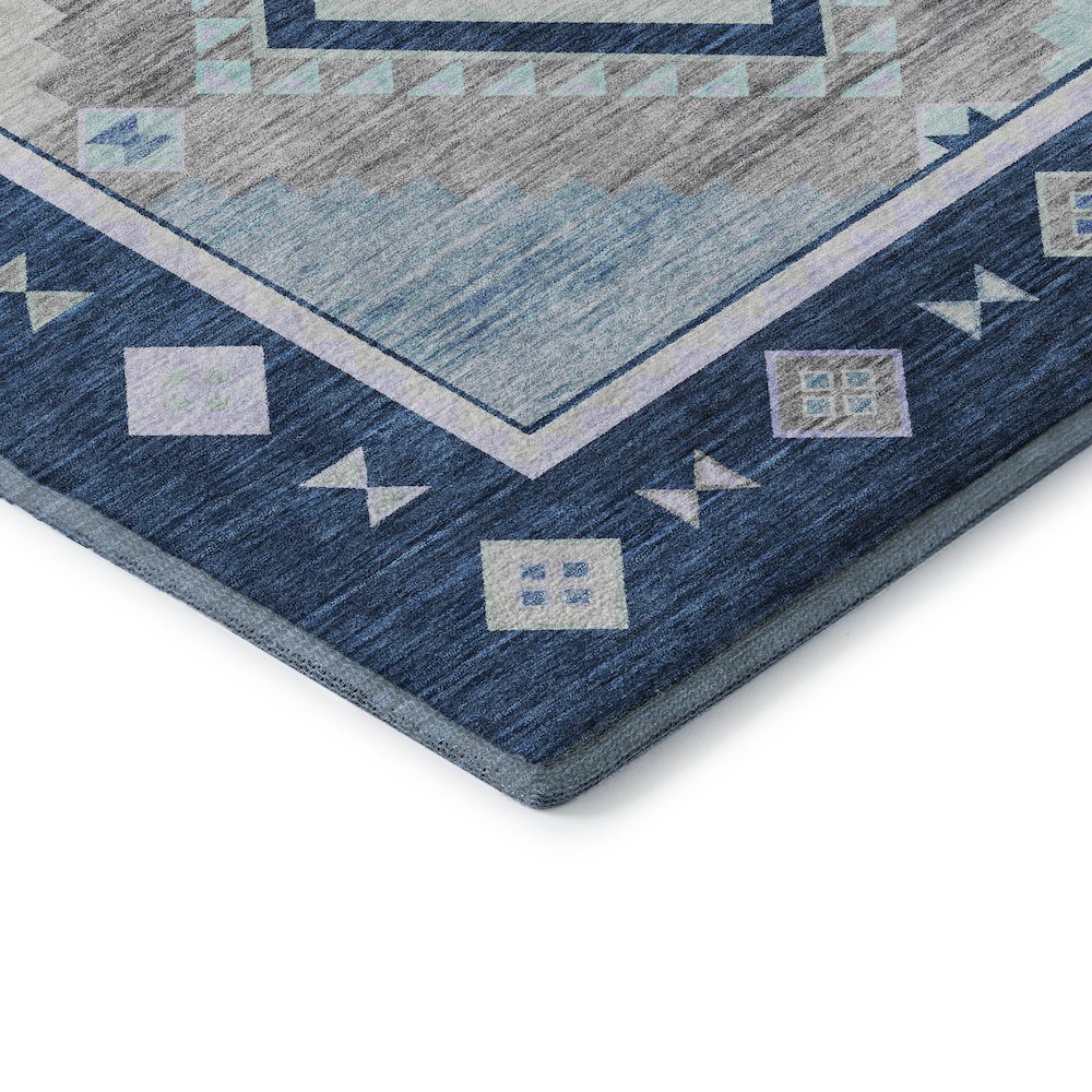 Premium Machine Washable Mayfield  Blue 2'3" x 7'6" Runner Rug. Picture 3